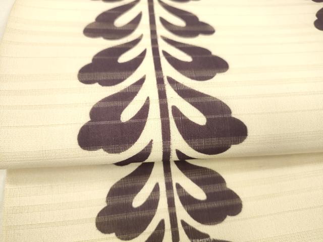 平和屋着物＊夏物 九寸名古屋帯 変わり絽縮緬 草葉間道 正絹 逸品 DABA0878cm