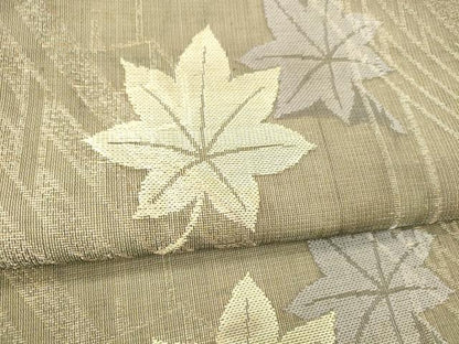 平和屋着物＊夏物 アンティーク 大正ロマン 丸帯 渡橋草葉文 金糸 正絹 逸品 DABA0880cm