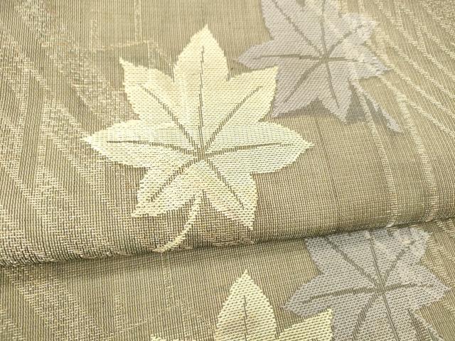 平和屋着物＊夏物 アンティーク 大正ロマン 丸帯 渡橋草葉文 金糸 正絹 逸品 DABA0880cm