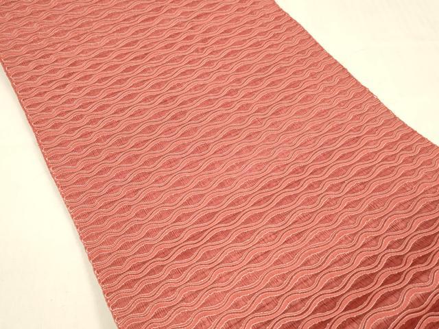 平和屋着物＊夏物 絽綴れ 八寸名古屋帯 よろけ縞 銀糸 正絹 逸品 DABA0882cm