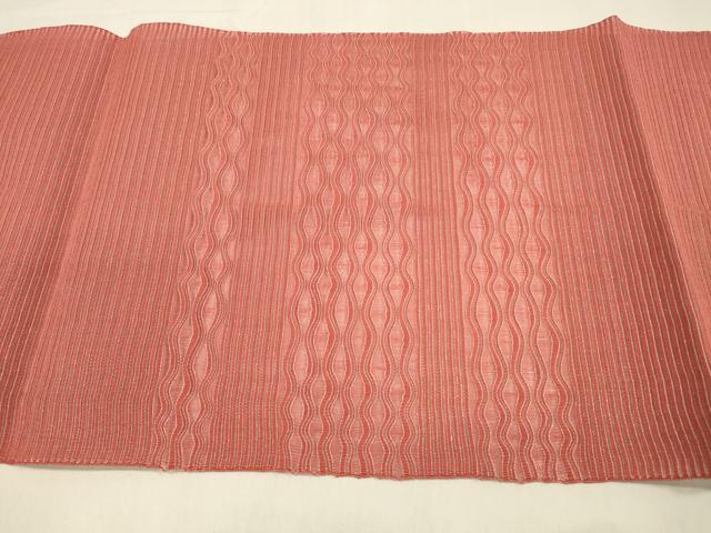 平和屋着物＊夏物 絽綴れ 八寸名古屋帯 よろけ縞 銀糸 正絹 逸品 DABA0882cm