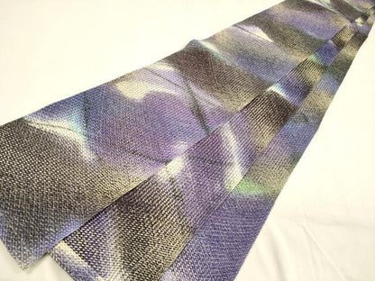 平和屋着物＊夏物 半幅帯 組織 抽象文様 金糸 正絹 逸品 DABA0884cm