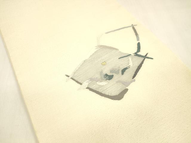 平和屋着物▽太鼓柄袋帯　スリーシーズン　春夏秋　すくい織　抽象文様　金銀糸　正絹　逸品　DABA0885cm