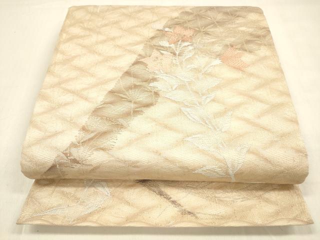 平和屋着物＊夏物　六通柄袋帯　草花文　金糸　正絹　逸品　DABC8820cm 平和屋着物＊夏物 六通柄袋帯 草花文 金糸 正絹 逸品 DABC8820cm