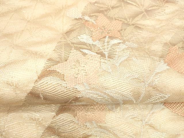 平和屋着物＊夏物 六通柄袋帯 草花文 金糸 正絹 逸品 DABA0887cm
