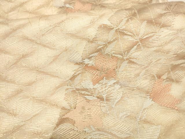 平和屋着物＊夏物 六通柄袋帯 草花文 金糸 正絹 逸品 DABA0887cm