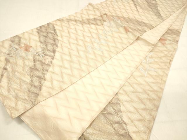 平和屋着物＊夏物　六通柄袋帯　草花文　金糸　正絹　逸品　DABA0887cm 平和屋着物＊夏物 六通柄袋帯 草花文 金糸 正絹 逸品 DABA0887cm