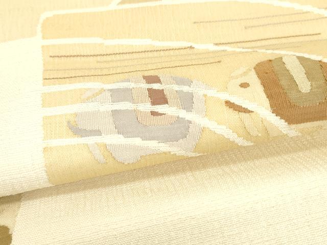 平和屋着物▽六通柄袋帯　スリーシーズン　春夏秋　すくい織　動物文　ますいわ屋扱い　正絹　逸品　DABA0890cm 平和屋着物▽六通柄袋帯 スリーシーズン 春夏秋 すくい織 動物