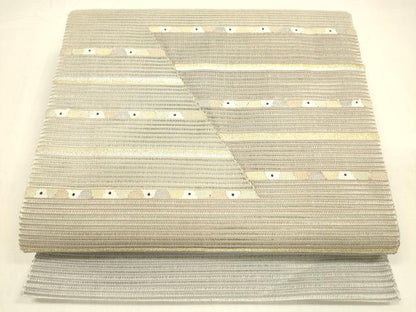平和屋着物＊夏物 絽綴れ 八寸名古屋帯 横段文 金銀糸 正絹 逸品 DABA0892cm
