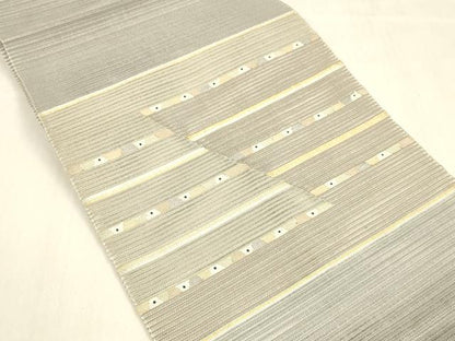 平和屋着物＊夏物 絽綴れ 八寸名古屋帯 横段文 金銀糸 正絹 逸品 DABA0892cm