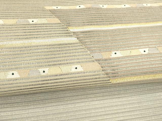 平和屋着物＊夏物　絽綴れ　八寸名古屋帯　横段文　金銀糸　正絹　逸品　DABC8086cm 平和屋着物＊夏物 絽綴れ 八寸名古屋帯 横段文 金銀糸