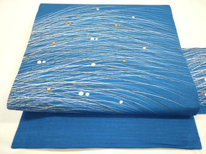 平和屋着物＊夏物　絽塩瀬　九寸名古屋帯　露芝文　金銀彩　正絹　逸品　DABA0893cm
