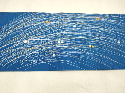 平和屋着物＊夏物　絽塩瀬　九寸名古屋帯　露芝文　金銀彩　正絹　逸品　DABA0893cm