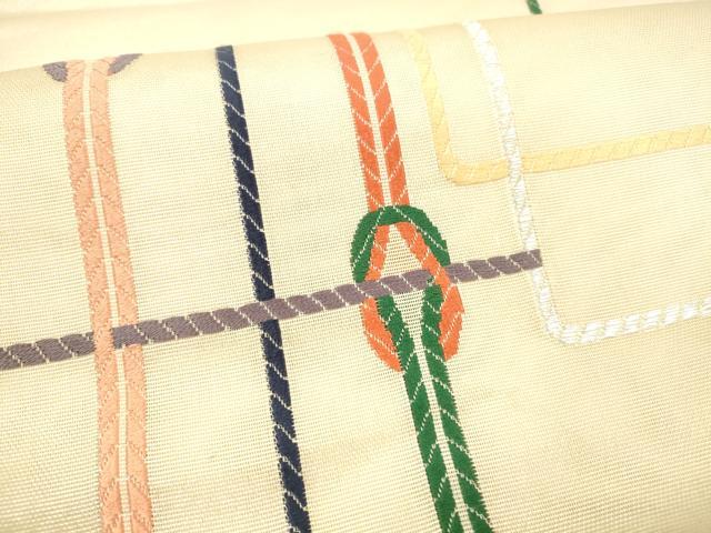 平和屋着物＊夏物 西陣 六通柄袋帯 唐織 抽象文様 銀糸 証紙付き 正絹 逸品 DABA0895cm