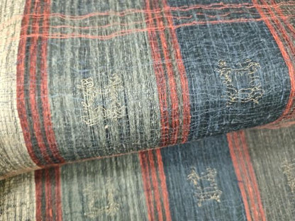 平和屋着物＊夏物 太鼓柄袋帯 抽象間道 銀糸 正絹 逸品 DABA0899cm