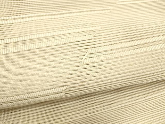 平和屋着物＊夏物 絽綴れ 八寸名古屋帯 横段文 練色 正絹 逸品 DABA0903cm