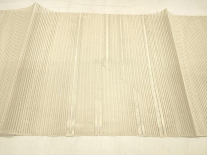 平和屋着物＊夏物 絽綴れ 八寸名古屋帯 横段文 練色 正絹 逸品 DABA0903cm