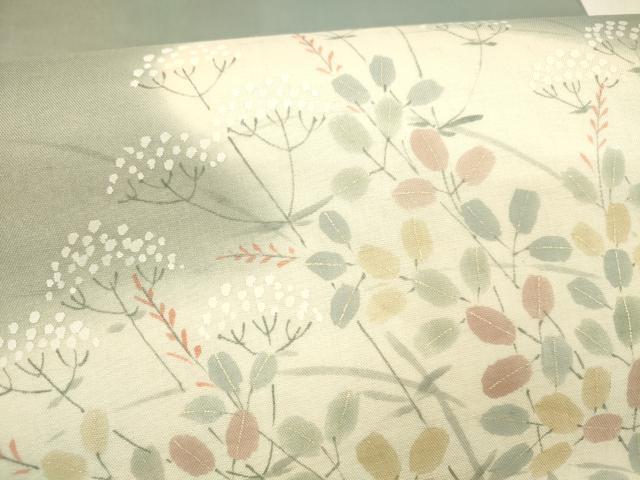 平和屋着物＊夏物 絹芭蕉 太鼓柄袋帯 手描き 枝葉文 金彩 正絹 逸品 DABA0904cm