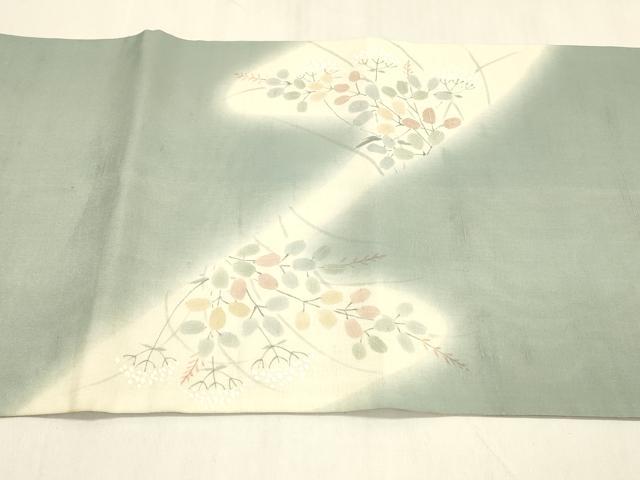 平和屋着物＊夏物 絹芭蕉 太鼓柄袋帯 手描き 枝葉文 金彩 正絹 逸品 DABA0904cm