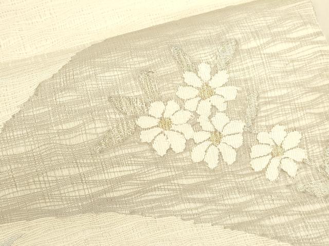 平和屋着物▽太鼓柄袋帯　スリーシーズン　春夏秋　すくい織　草花文　金銀糸　正絹　逸品　DABA0905cm