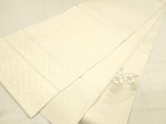 平和屋着物▽太鼓柄袋帯　スリーシーズン　春夏秋　すくい織　草花文　金銀糸　正絹　逸品　DABA0905cm