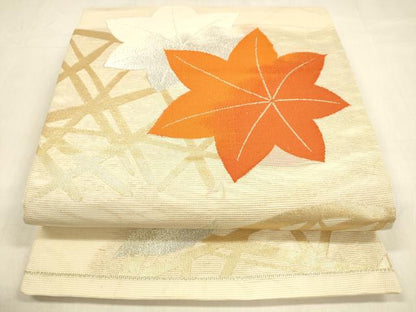 平和屋着物＊夏物 六通柄袋帯 籬舞葉文 金銀糸 正絹 逸品 DABA0906cm