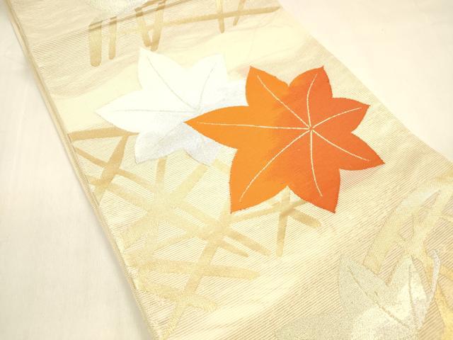 平和屋着物＊夏物 六通柄袋帯 籬舞葉文 金銀糸 正絹 逸品 DABA0906cm