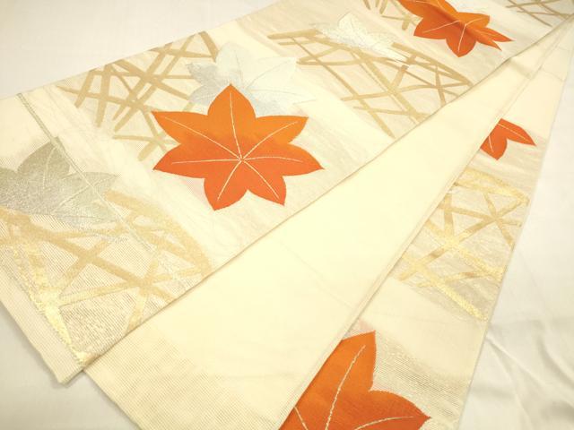 平和屋着物＊夏物 六通柄袋帯 籬舞葉文 金銀糸 正絹 逸品 DABA0906cm
