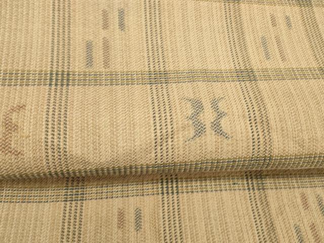 平和屋着物＊夏物 六通柄 京袋帯 格子抽象文 正絹 逸品 DABA0907cm