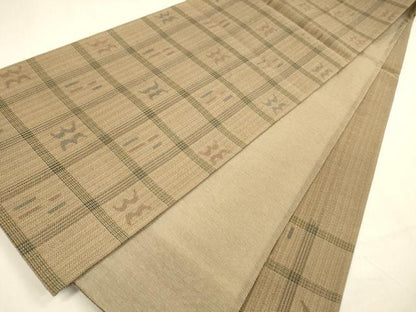 平和屋着物＊夏物 六通柄 京袋帯 格子抽象文 正絹 逸品 DABA0907cm