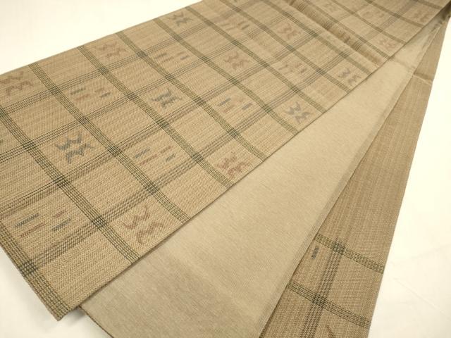 平和屋着物＊夏物 六通柄 京袋帯 格子抽象文 正絹 逸品 DABA0907cm