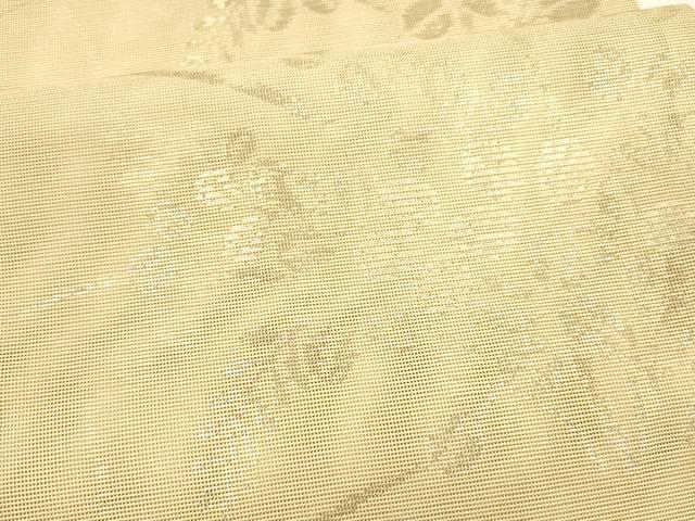 平和屋着物＊夏物　六通柄　京袋帯　草葉文　金糸　正絹　逸品　DABA0909cm 平和屋着物＊夏物 六通柄 本袋帯 唐織 草葉文 銀糸 正絹 逸品