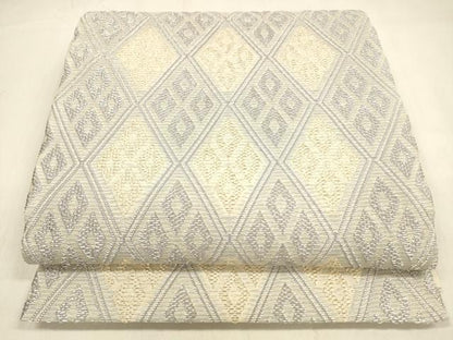 平和屋着物＊夏物 六通柄袋帯 菱文 金銀糸 正絹 逸品 DABA0910cm