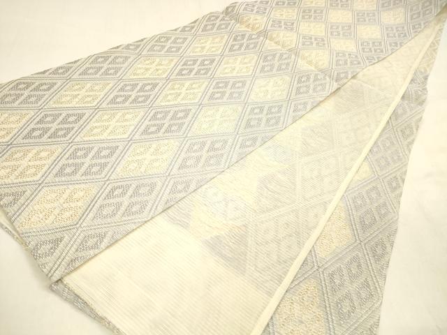 平和屋着物＊夏物 六通柄袋帯 菱文 金銀糸 正絹 逸品 DABA0910cm