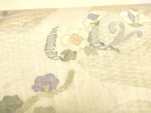 平和屋着物▽太鼓柄袋帯　スリーシーズン　春夏秋　すくい織　抽象文様　正絹　逸品　DABD6900cm 平和屋着物▽太鼓柄袋帯 スリーシーズン 春夏秋 すくい織 枝花