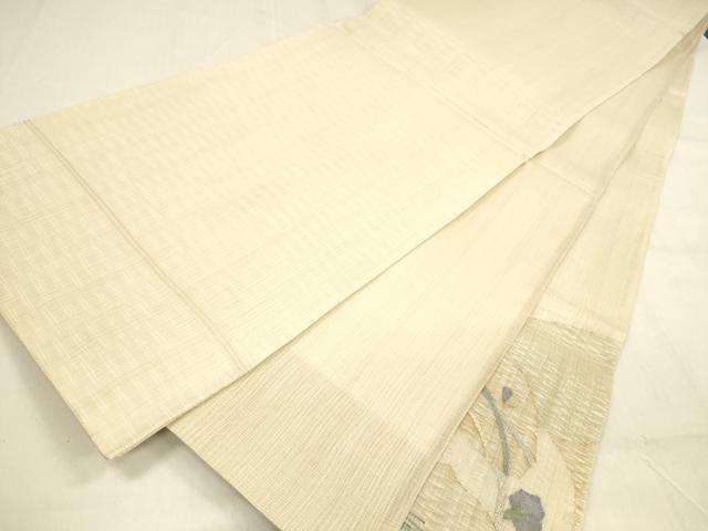 平和屋着物▽スリーシーズン　春夏秋　太鼓柄袋帯　すくい織　流水草花文　黒地　金銀糸　正絹　逸品　DABA0099cm 平和屋着物▽太鼓柄袋帯 スリーシーズン 春夏秋 すくい織 枝花