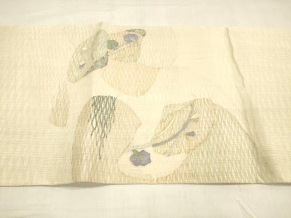 平和屋着物▽太鼓柄袋帯 スリーシーズン 春夏秋 すくい織 枝花文 金糸 正絹 逸品 DABA0911cm