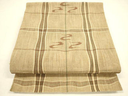 平和屋着物＊夏物 八寸名古屋帯 格子抽象文 麻 逸品 DABA0914cm