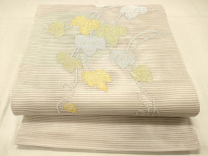 平和屋着物＊夏物 絽綴れ 太鼓柄袋帯 蔦の葉文 金銀糸 正絹 逸品 DABA0917cm