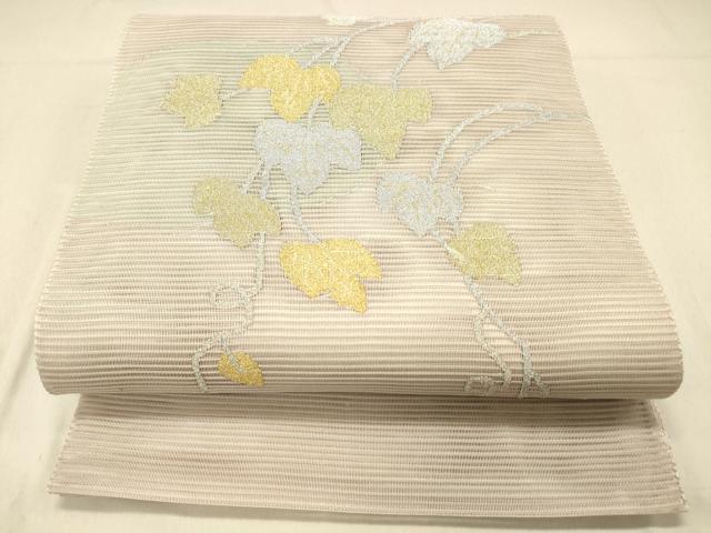 平和屋着物＊夏物 絽綴れ 太鼓柄袋帯 蔦の葉文 金銀糸 正絹 逸品 DABA0917cm