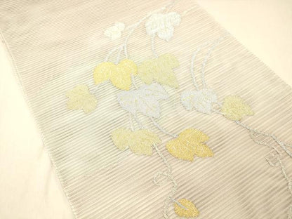 平和屋着物＊夏物 絽綴れ 太鼓柄袋帯 蔦の葉文 金銀糸 正絹 逸品 DABA0917cm