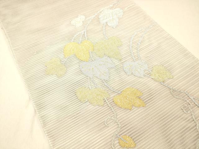 平和屋着物＊夏物 絽綴れ 太鼓柄袋帯 蔦の葉文 金銀糸 正絹 逸品 DABA0917cm