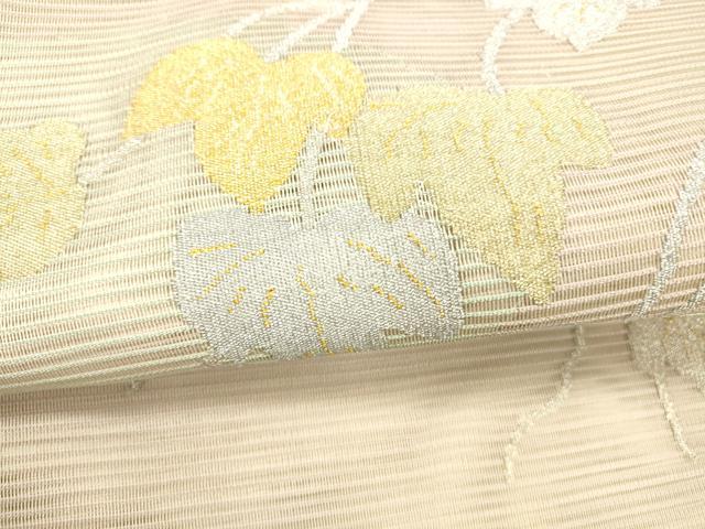平和屋着物＊夏物 絽綴れ 太鼓柄袋帯 蔦の葉文 金銀糸 正絹 逸品 DABA0917cm