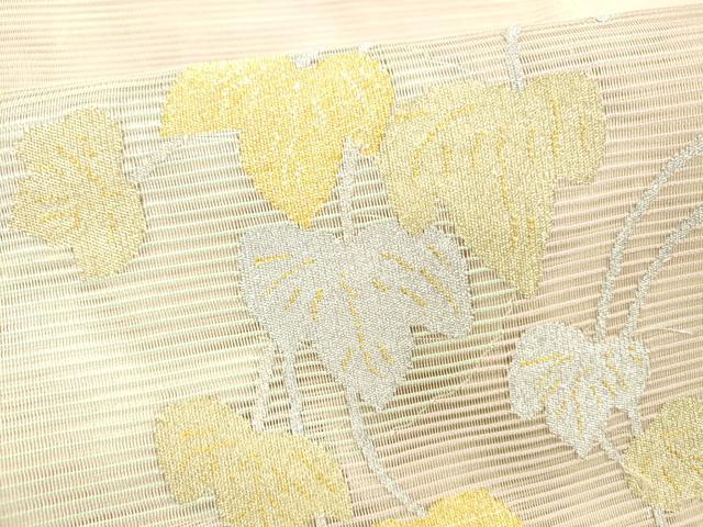 平和屋着物＊夏物 絽綴れ 太鼓柄袋帯 蔦の葉文 金銀糸 正絹 逸品 DABA0917cm