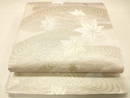 平和屋着物＊夏物 六通柄袋帯 竜田川 金糸 正絹 逸品 DABA0918cm