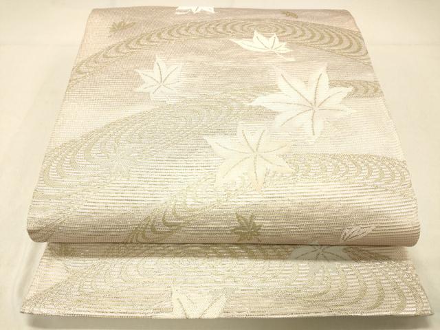 平和屋着物＊夏物 六通柄袋帯 竜田川 金糸 正絹 逸品 DABA0918cm