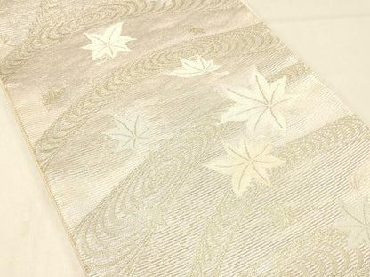 平和屋着物＊夏物 六通柄袋帯 竜田川 金糸 正絹 逸品 DABA0918cm