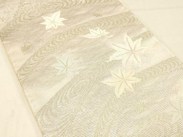 平和屋着物＊夏物 六通柄袋帯 竜田川 金糸 正絹 逸品 DABA0918cm