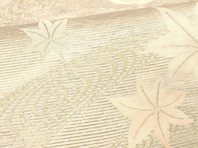 平和屋着物＊夏物 六通柄袋帯 竜田川 金糸 正絹 逸品 DABA0918cm