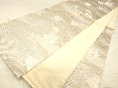 平和屋着物＊夏物 六通柄袋帯 竜田川 金糸 正絹 逸品 DABA0918cm